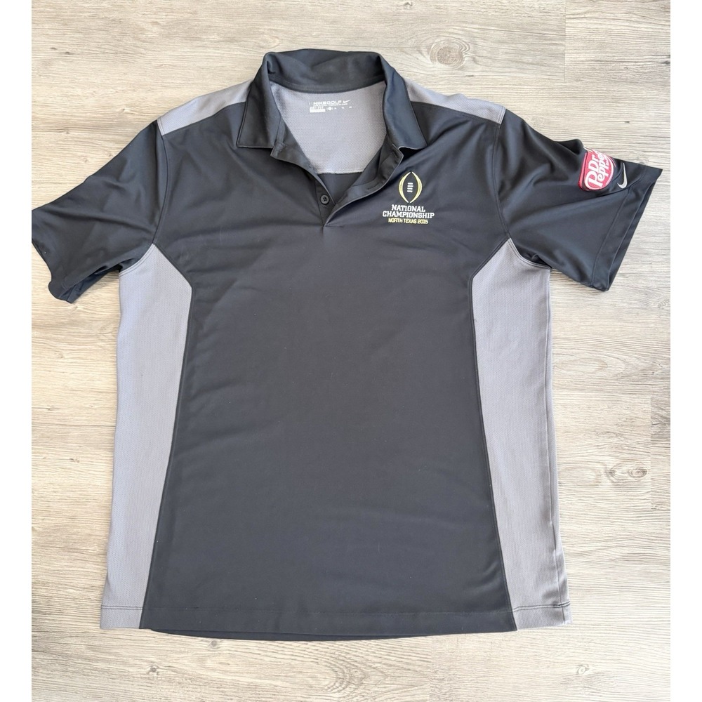 Nike Golf Dri-FIT Polo Men XL Black Gray National Championship 2015 Dr Pepper